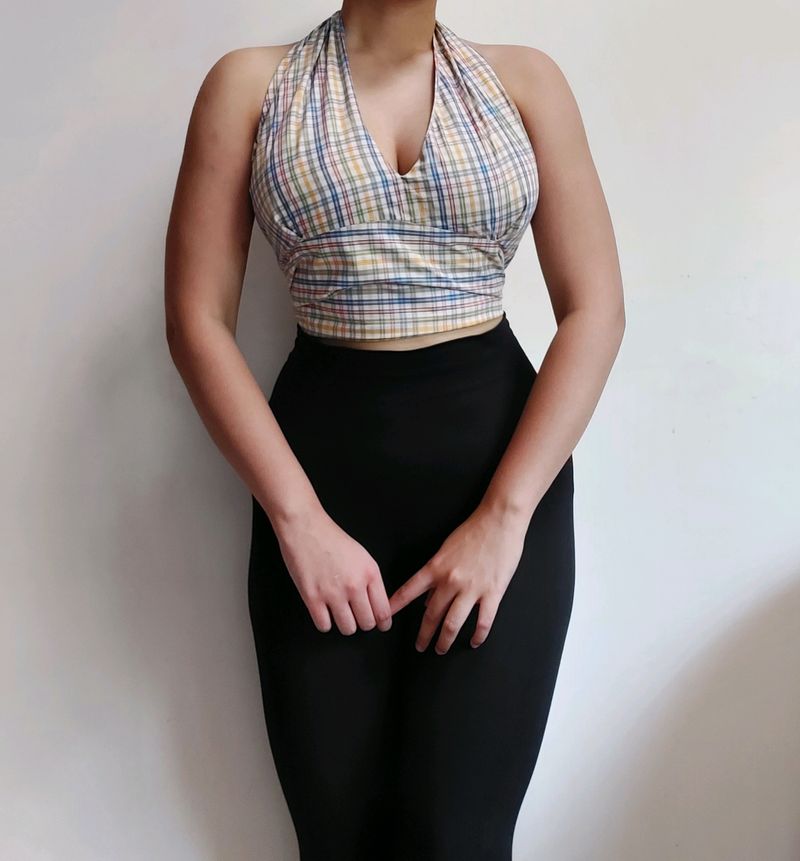 Halter Neck Check Top