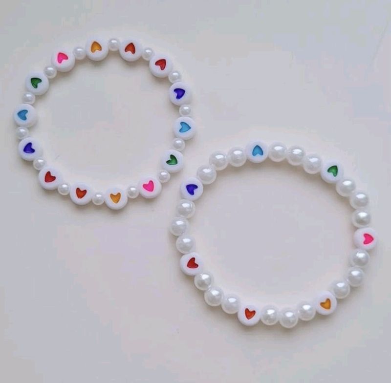 Heart Beaded Bracelet ( Ring Free)