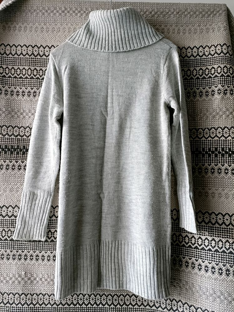 Grey LONG High Neck Sweater Dress