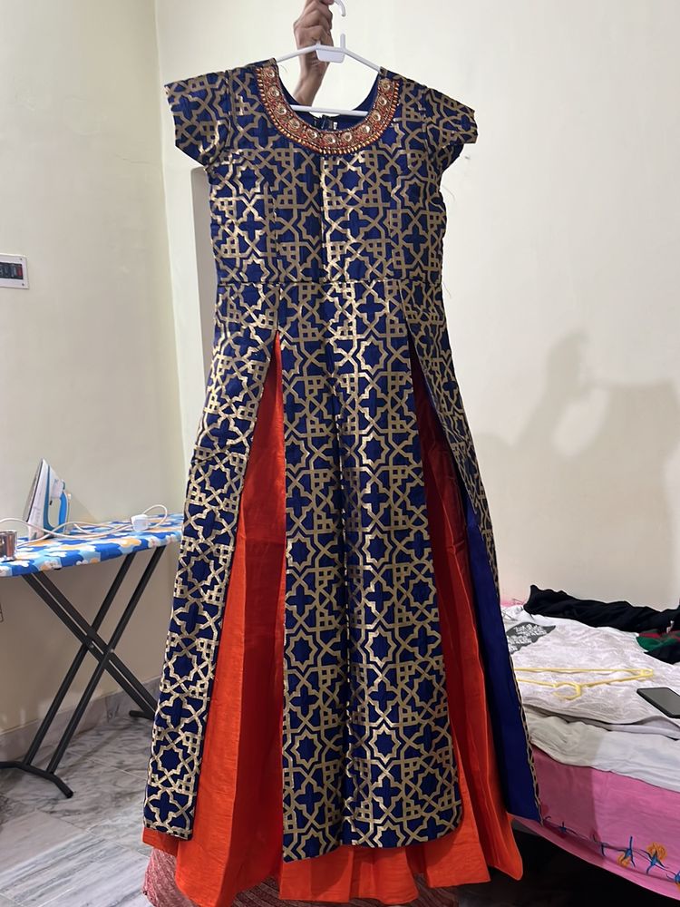 Blue And Orange Mastani Ethnic Wear