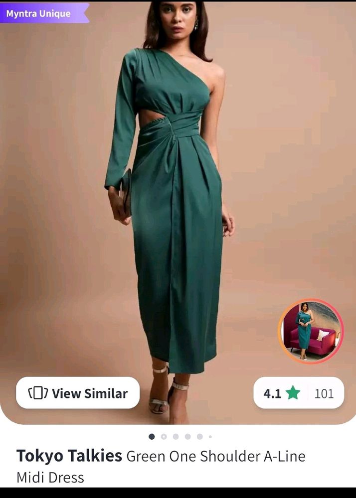 Tokyo Talkies Green One Shoulder Dress