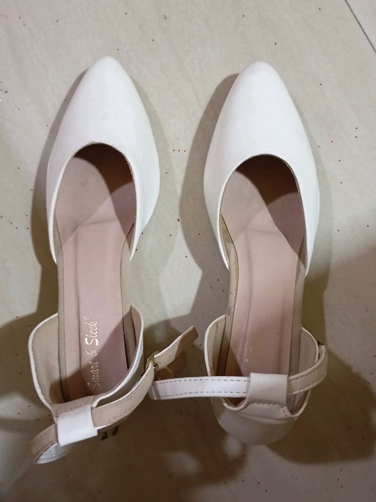 Stylish & Branded White Block Heels For Parties