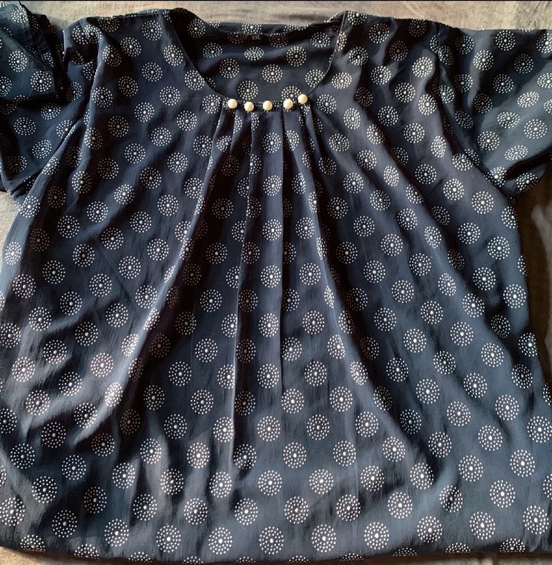 Beautiful Women Navy Blue Top With Bell Sleeves