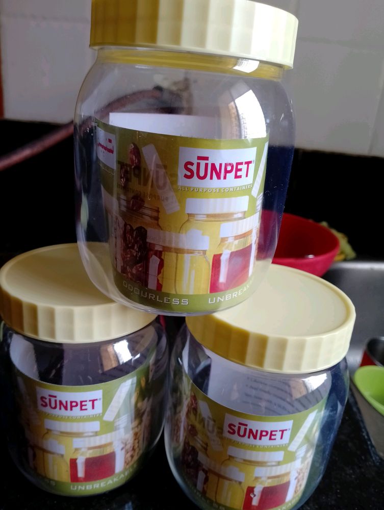 Plastic Sunpet Jar 500 Ml Each( Pack Of 3)