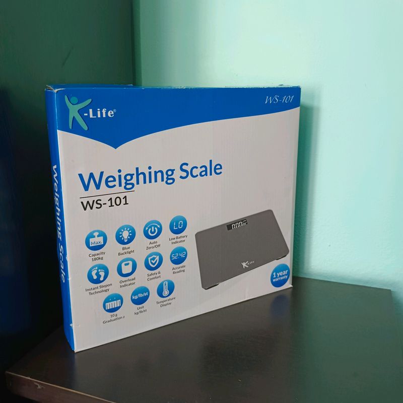 K-Life WS-101 Digital Personal Electronic Body Weight Machine for Human Body 180kg Capacity Weighing Scale, Grey