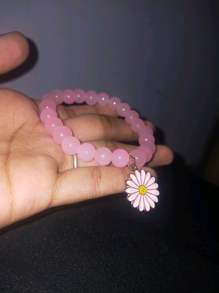 Handmade Pink Flower Bracelet