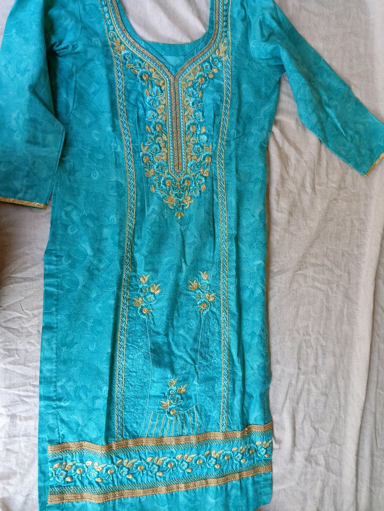 C - Green Stitched Pant Suit With Dupatta