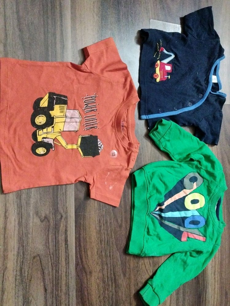 Pack Of 3 Assorted Tshirt For Upto 6 Month Babies