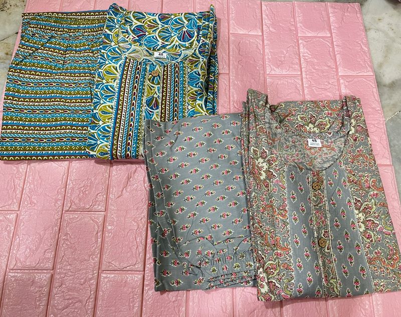 Cotton kurta pant set (Size-46)