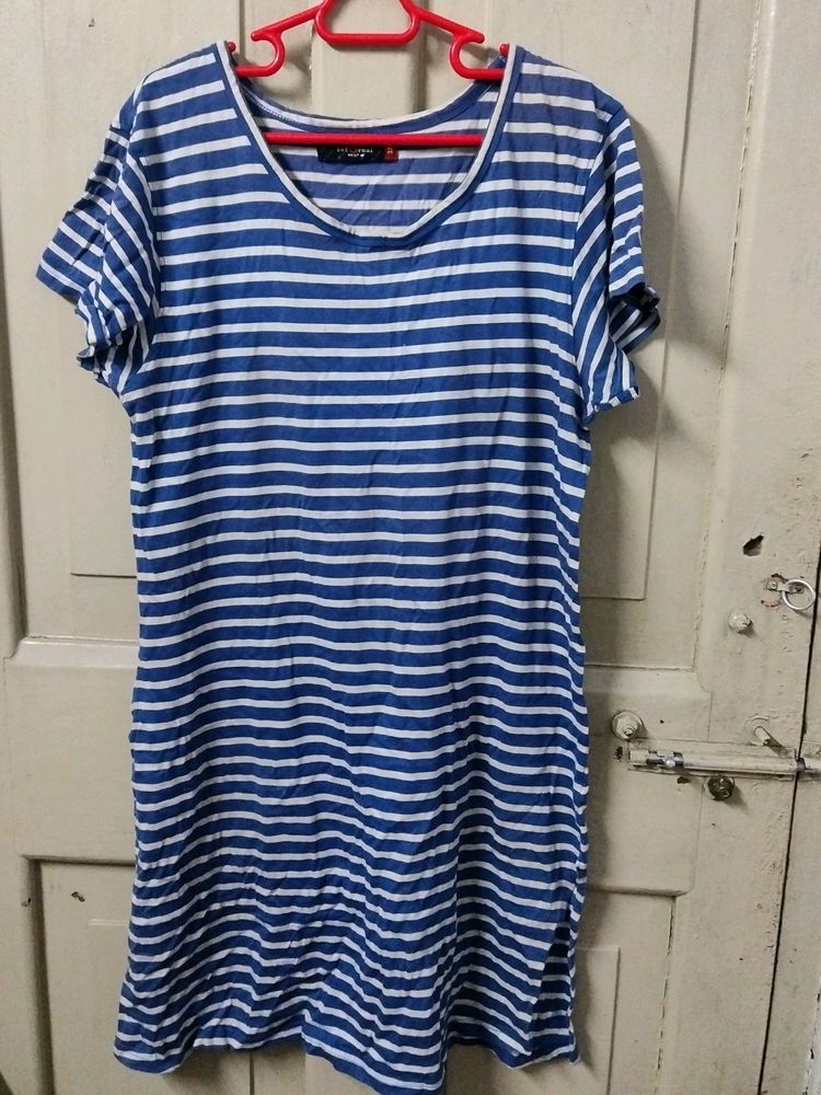 Blue White Stripped Night Dress