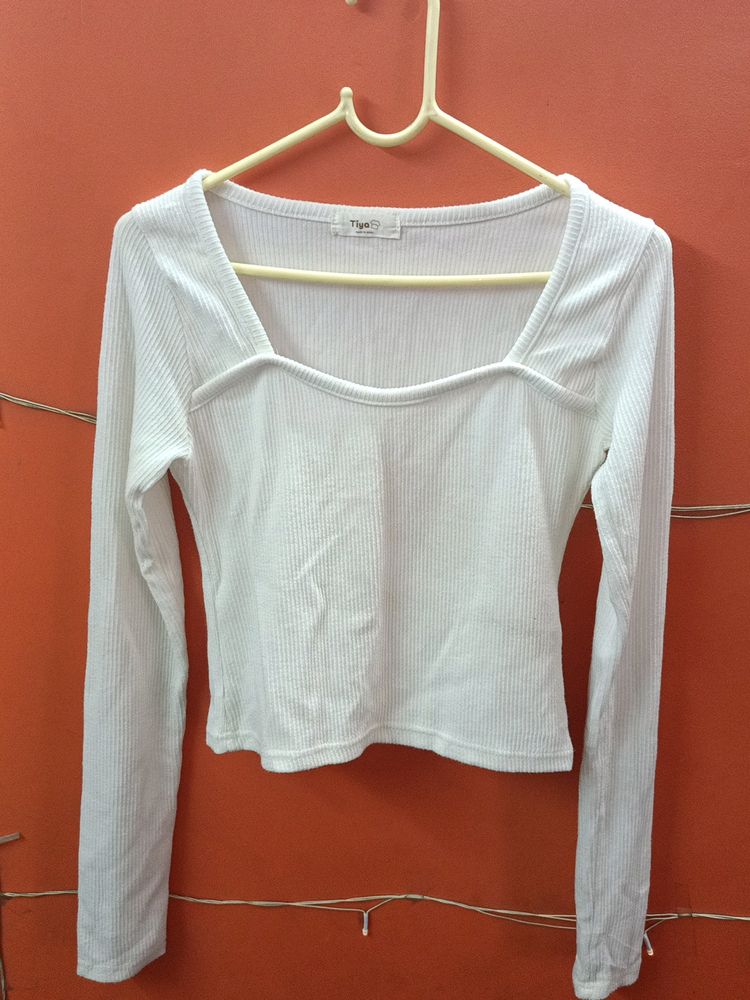 White Square Neck Crop Top