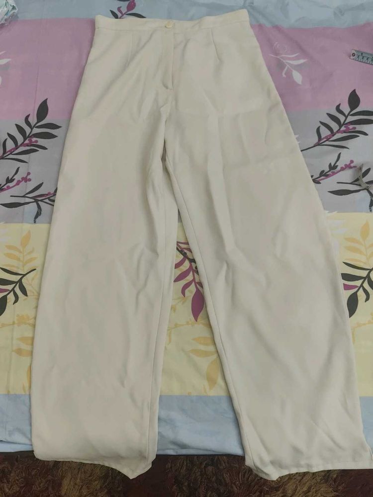 Cream High Waist Trousers