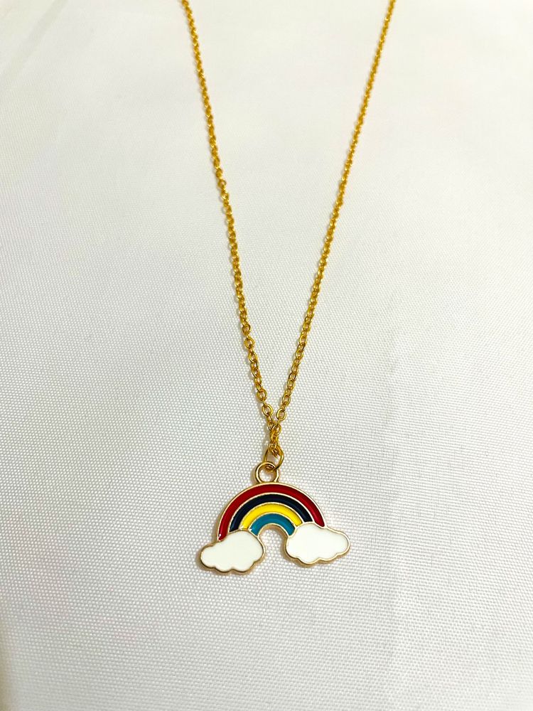 Cute Rainbow Locket With Chain .