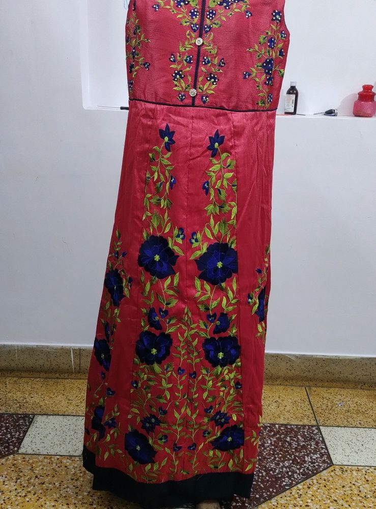 Partywear Gown With Pajami And Dupatta