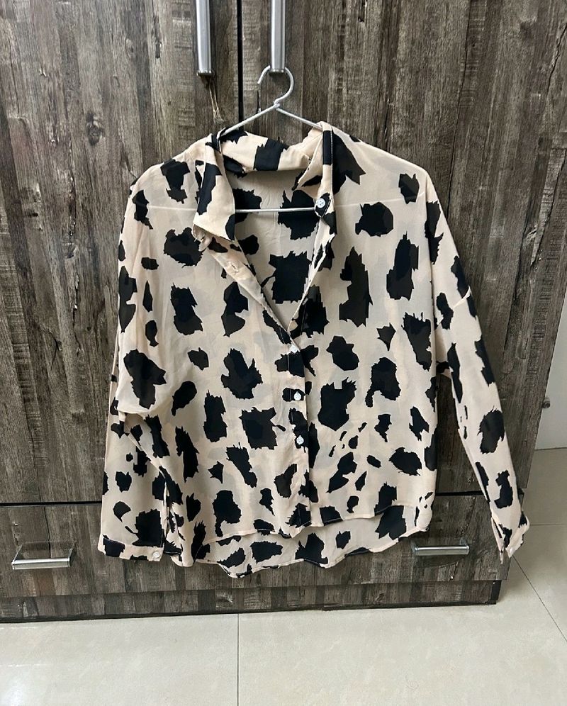 Beige And Black Shirt For Women