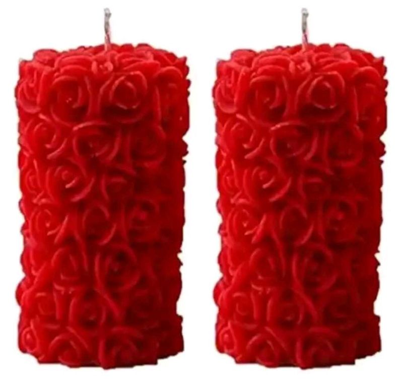 Designer rose pillar candles