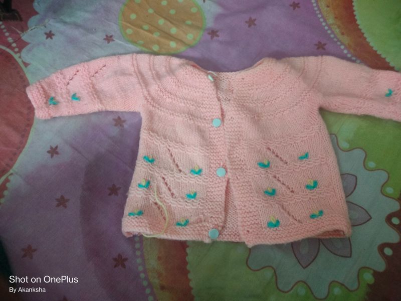 Peach Colour Baby Sweater