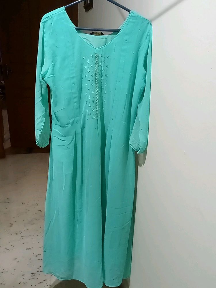 Green Long  Georgette Kurta