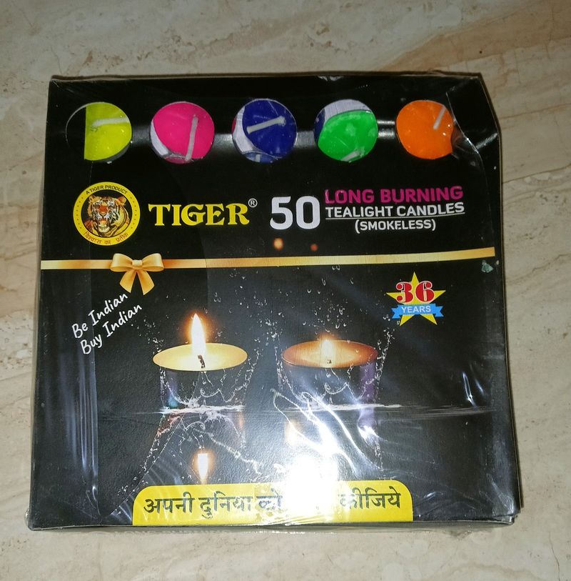 50pcs Multicolour Long Burning Smokeless Tea Diya