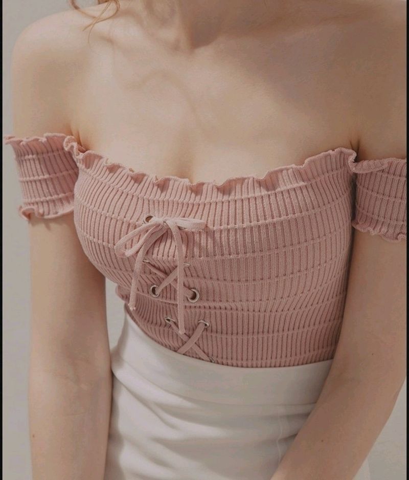 Baby Pink Shoulder Off Top