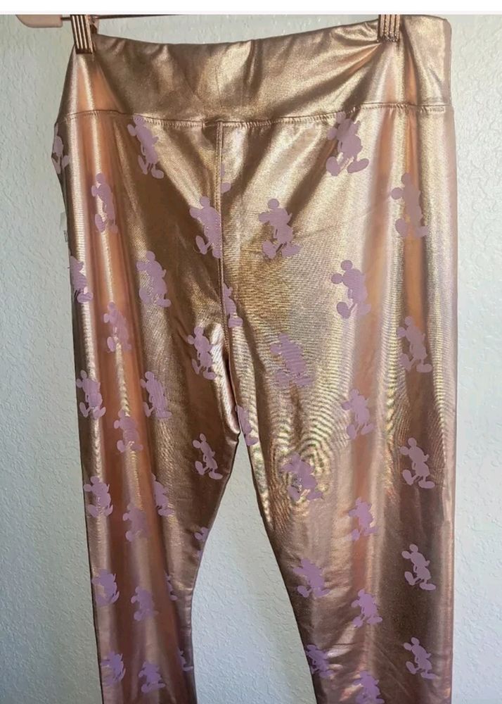 Disney Metallic Rose Gold Mickey Mouse Legging