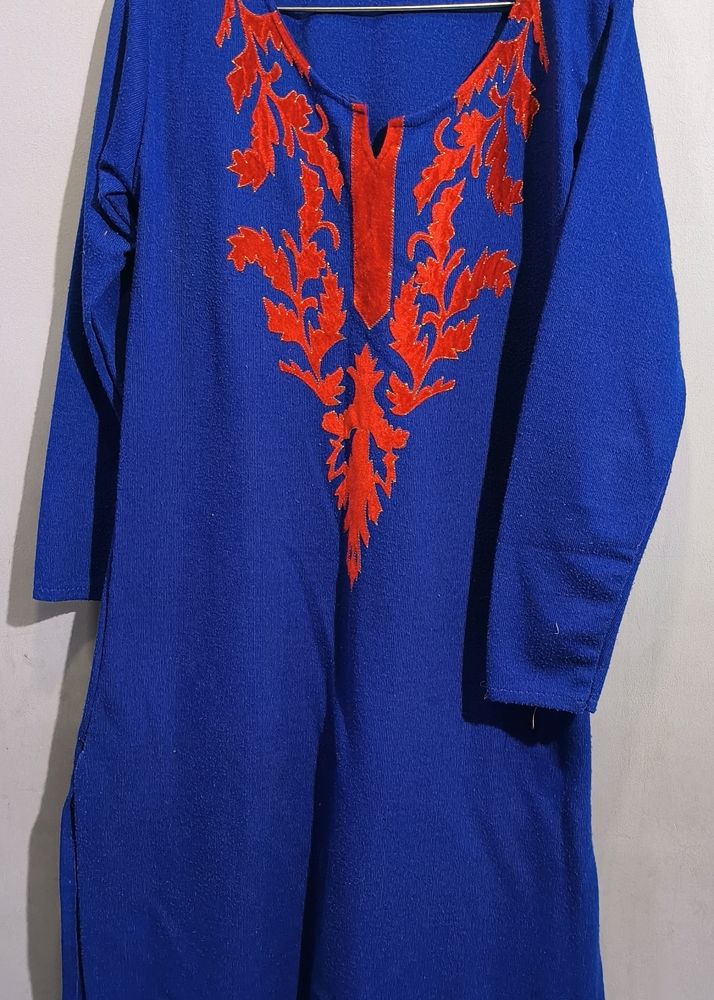 Blue Colour Woolen Kurta For Women