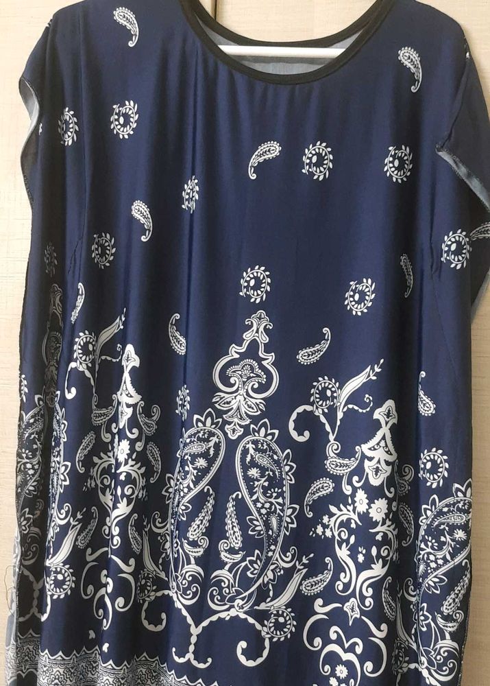 Kaftan Women Top Blue Color with white prints