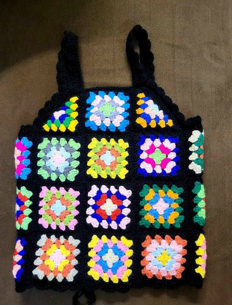 Crochet Granny Square Multicolor Top