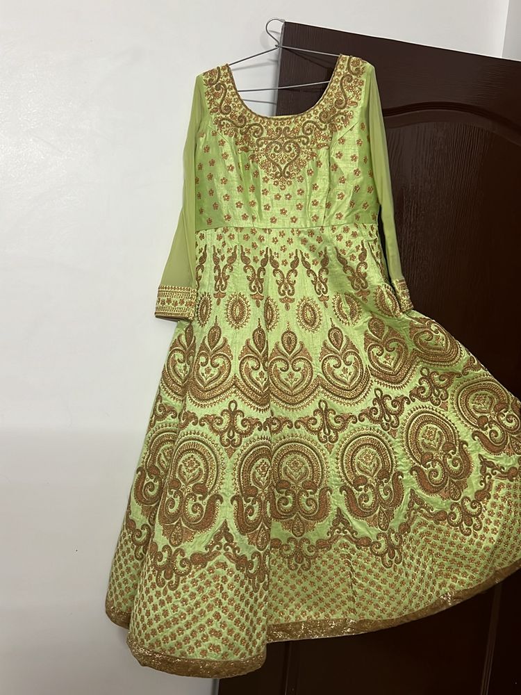 Elaichi Color Raw Silk Gown