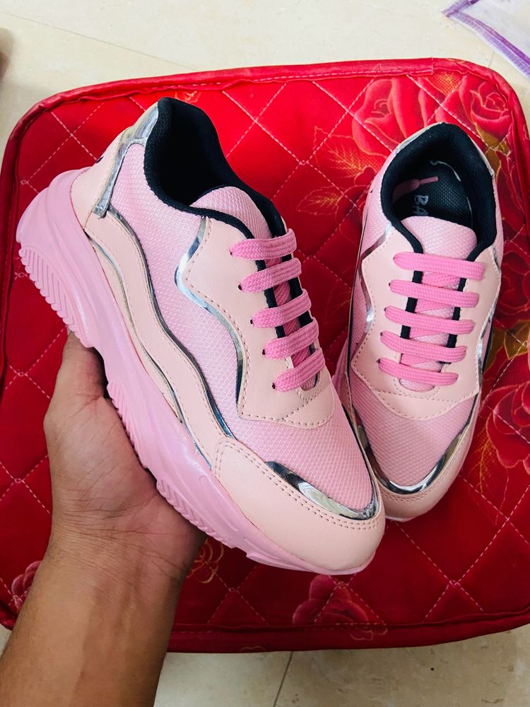 Pink Womens And Girls Sneakrrs