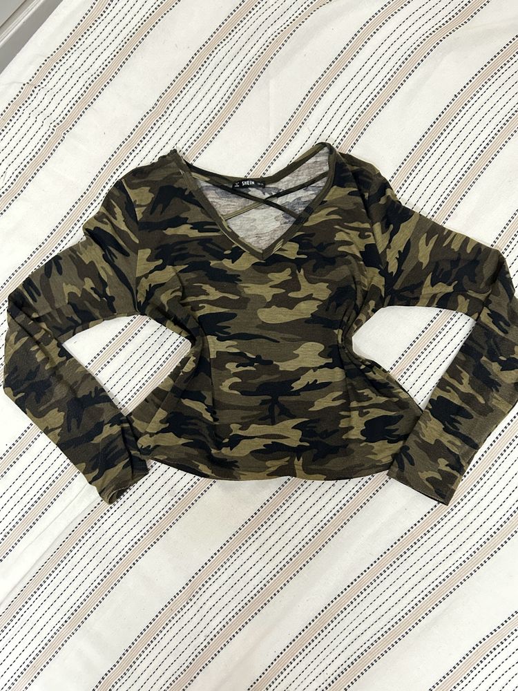 Casual Military Printed Shein Top