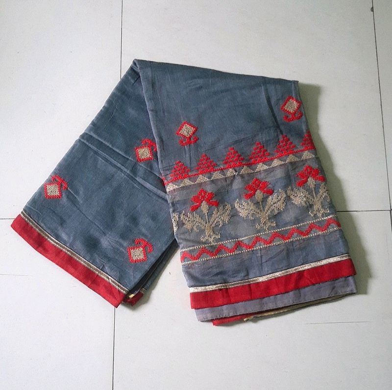 Price Drop Cotton Embroidery Saree