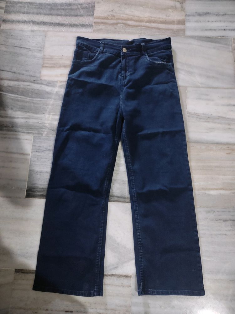 Dark Blue Straight Jeans For Women Girls