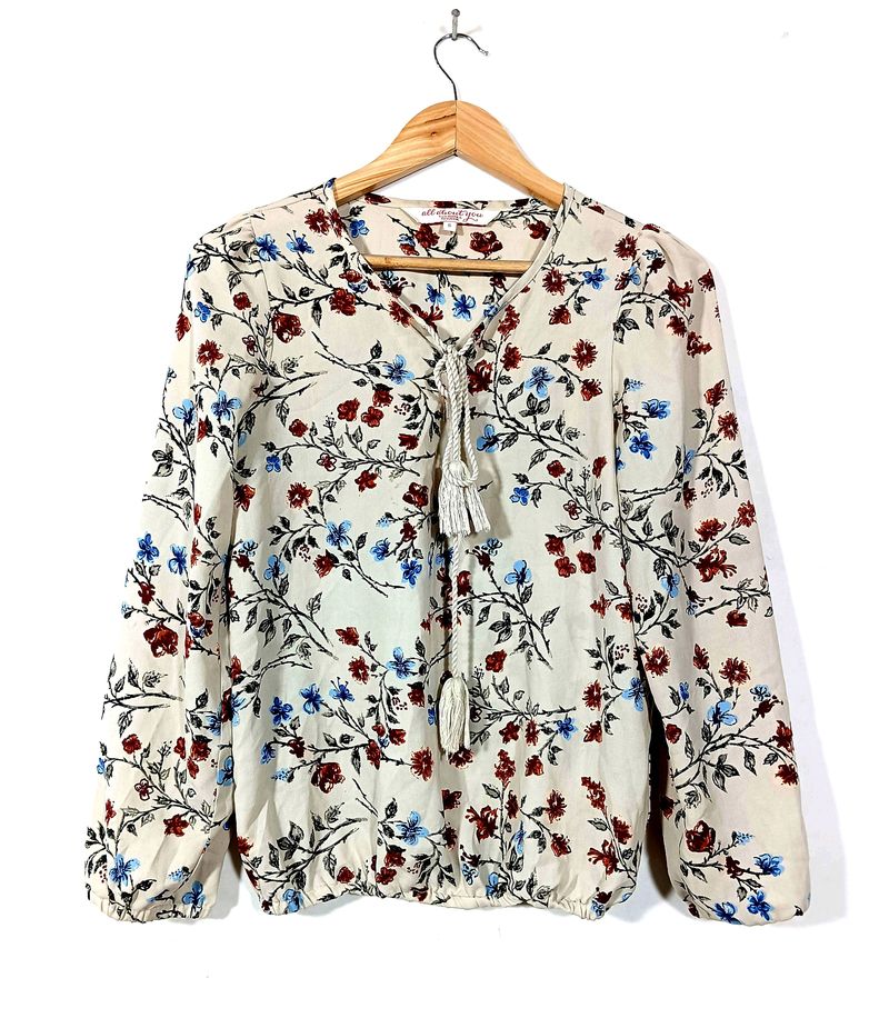 Cream Printed Top (Women)