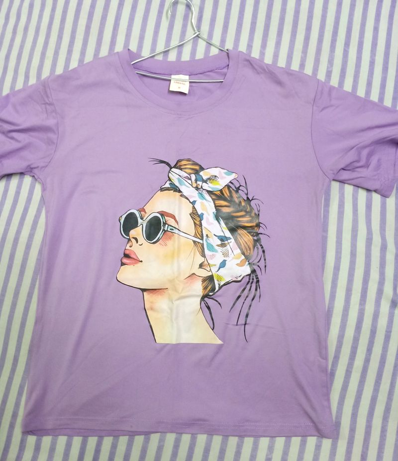 Printed Lavender T-shirt for Women.