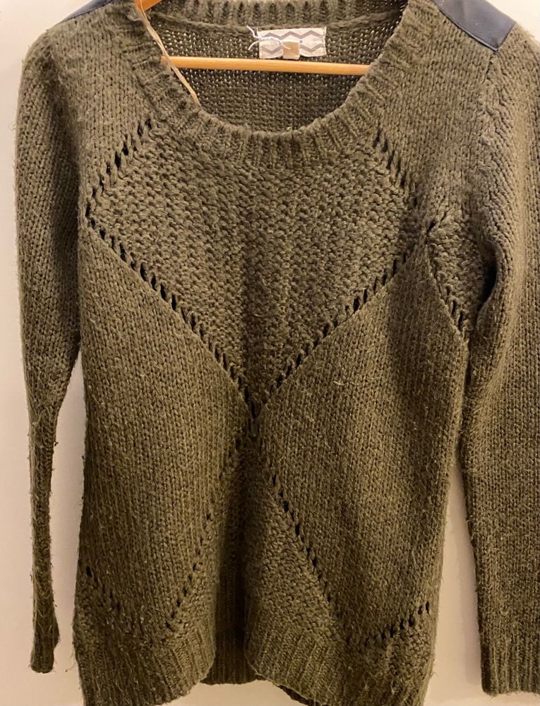 Sweater With Leather Arm Patch