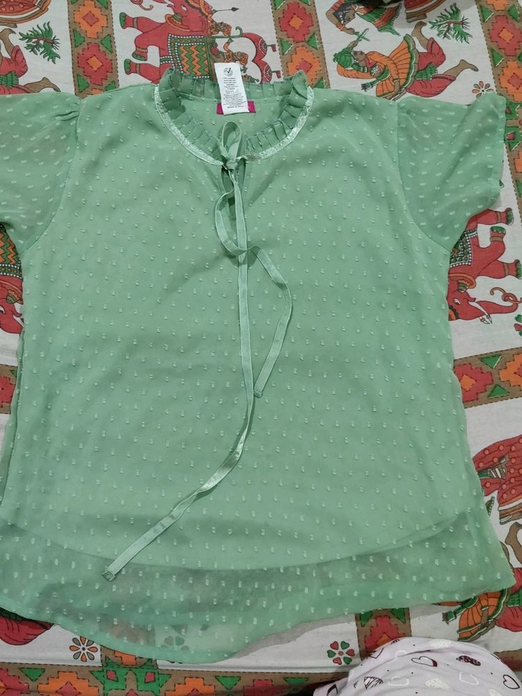 Top For Women,L Size, Pista Green