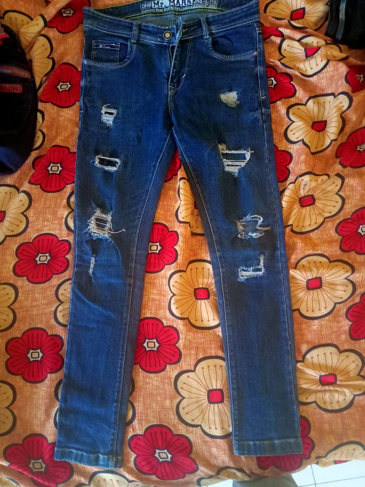 Dark Blue Demage Jeans