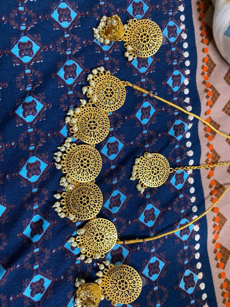 gold plate punjabi jewelry with Tikka