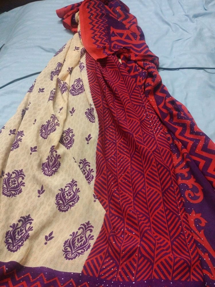 New Saree With Stitched Blouse Free Size