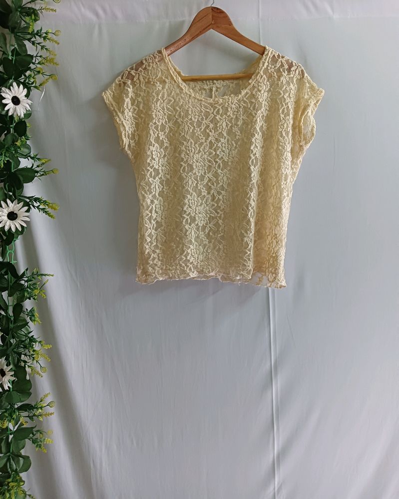 🎉50% OFF🎉Vintage Beige Evening Blouse/ Lace Top