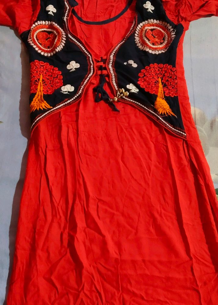 Beautiful Red Colour Kurti No Damage