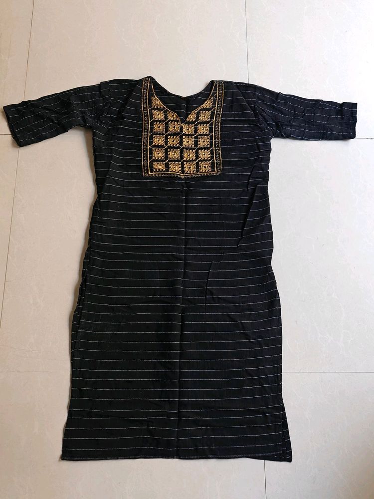 Beautiful Black Colour Kurti With Work