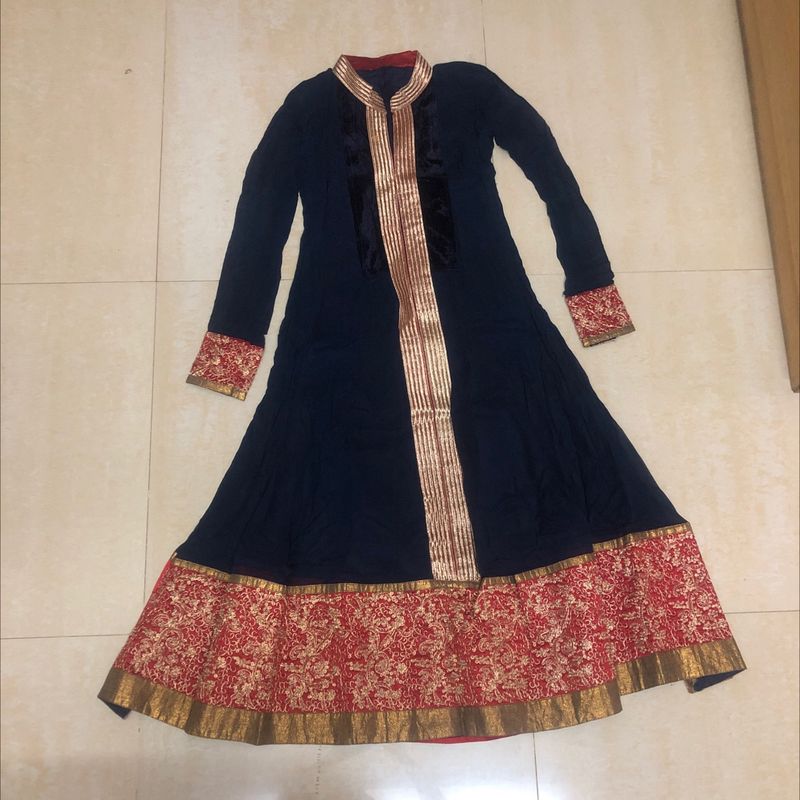 Blue And Red Anarkali Gown