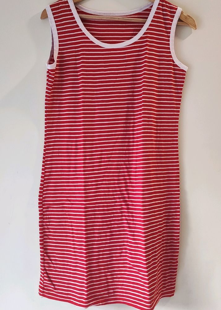 Red N White Striped Dress