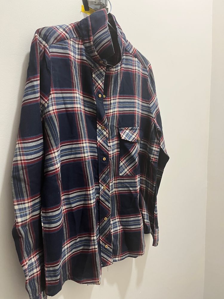 Big size Printed Check shirt