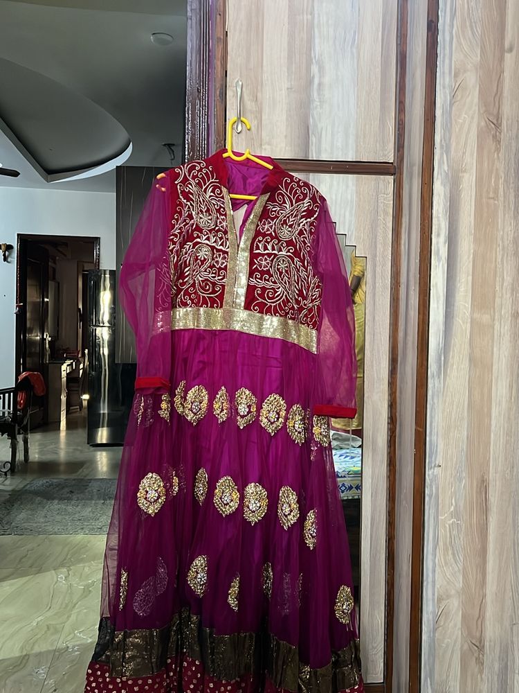 Beautiful Anarkali Gown Amazing Velvet Handwork