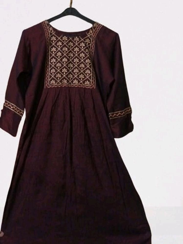 New Burgundy ambroidred kurta