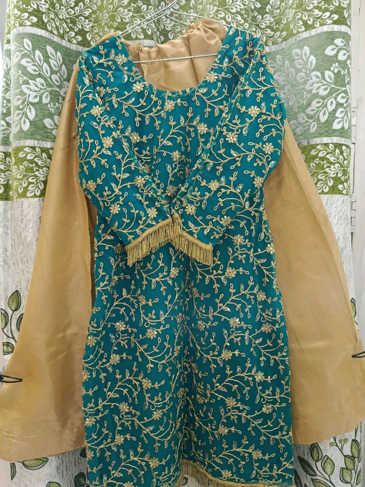 Kurti Plazo Set With Net Dupatta