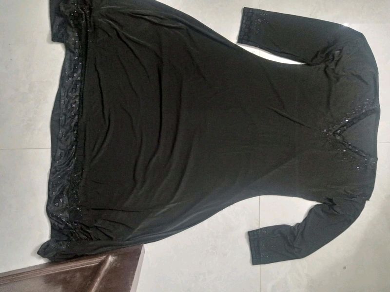 Black Abaya With Stone Work